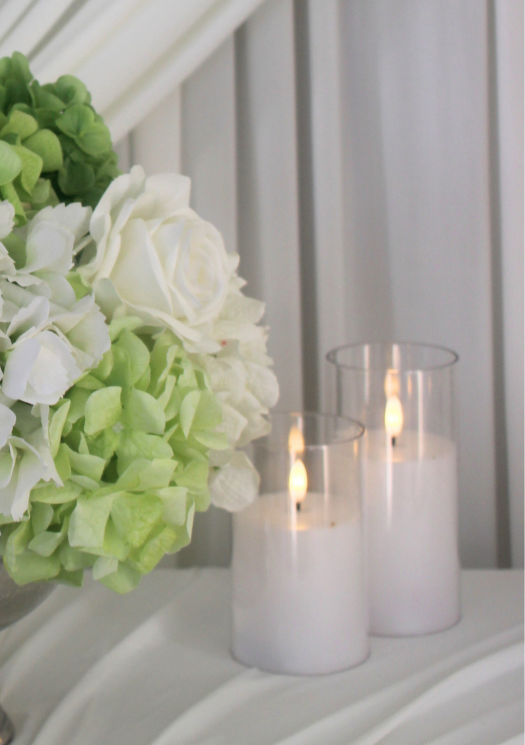 Pure White LED Hurricane Candles — Set of 5 - Hire