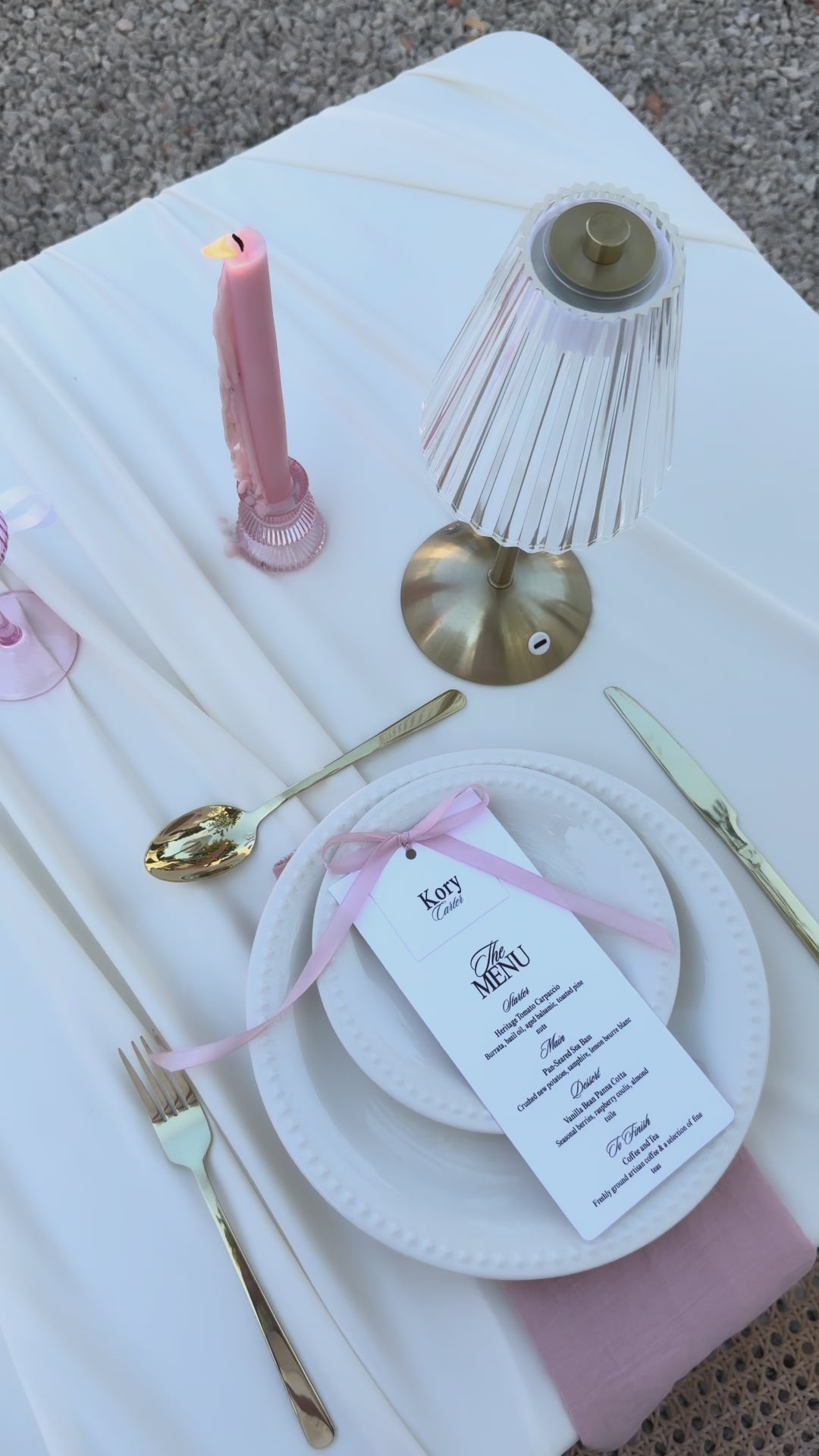 The Signature Satin Ribbon Menu Horizontal Name Card