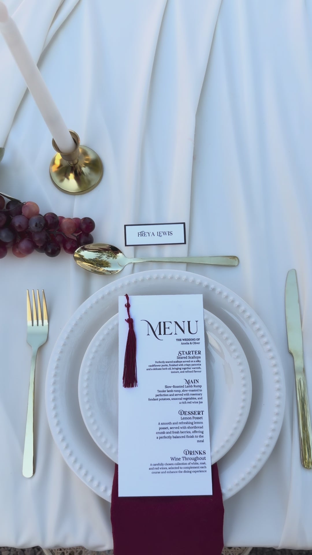 Tassel Menu With Name Card