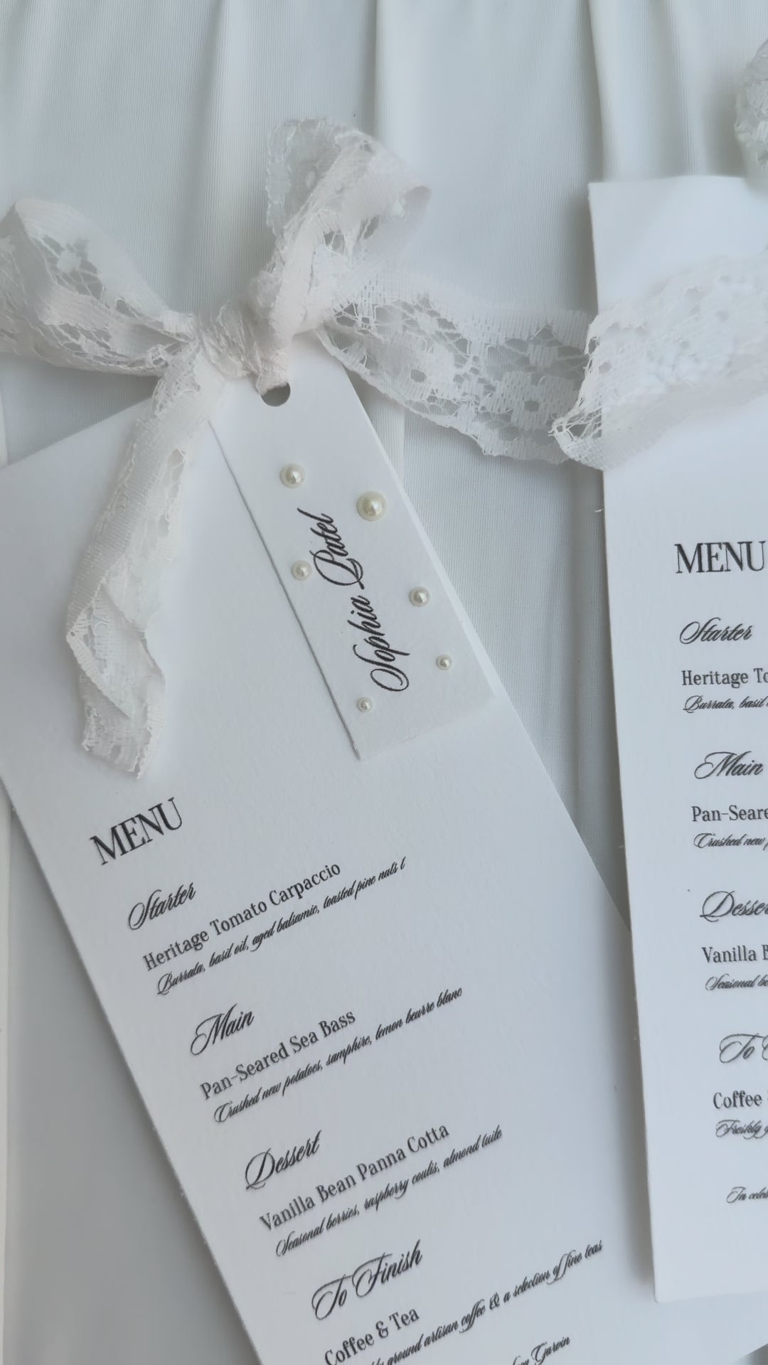 Lace & Pearl Menu With Name Card