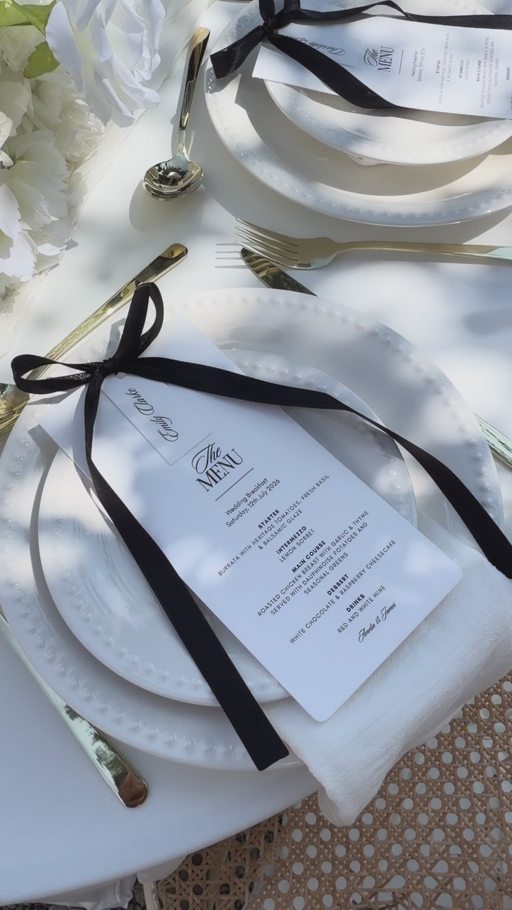 The Signature Satin Ribbon Menu With Name Cards
