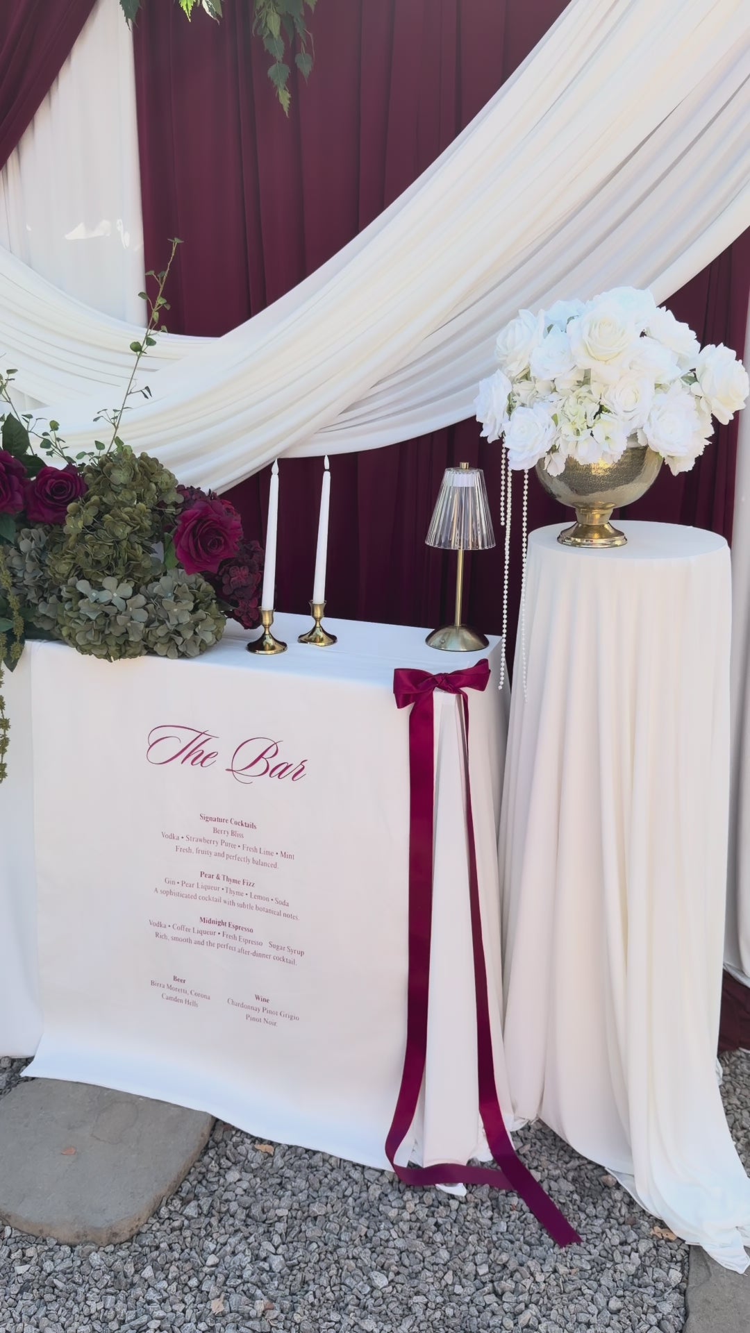 Ivory Cotton Wedding Bar sign