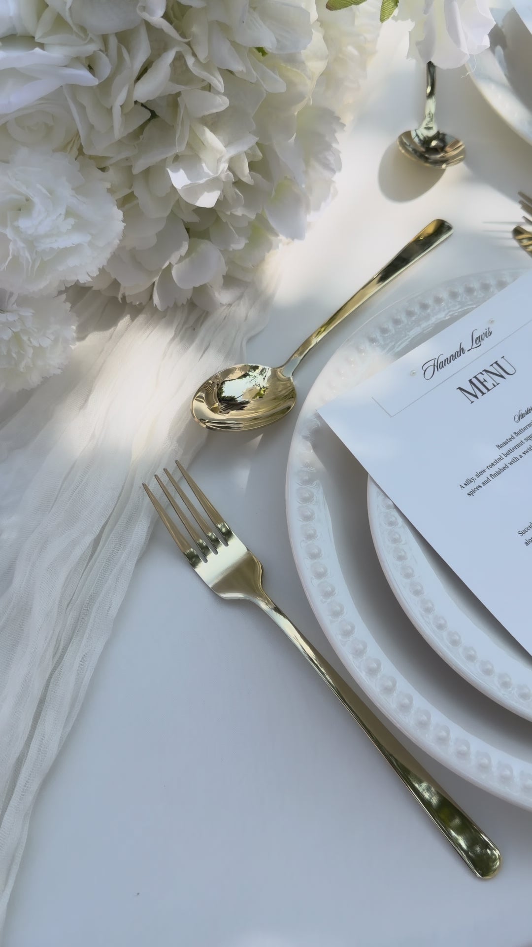 Pearl Detail Classic Menu With Name Card